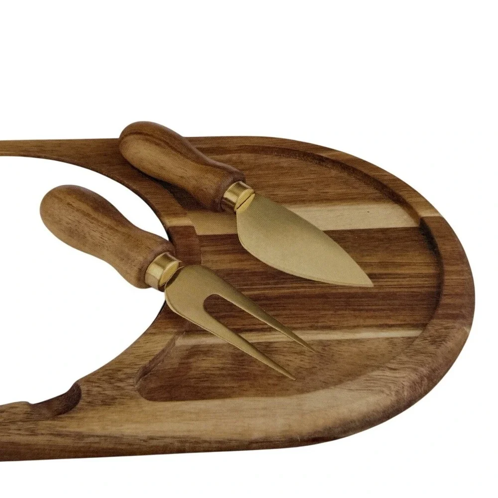 Twine Living Co Gourmet Wood & Ceramic Cheese Board Gift Set –‎ New